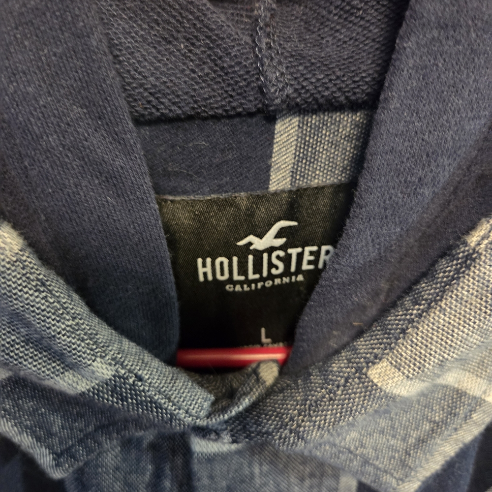 Hollister Blue Plaid Hooded Button-Up Shirt